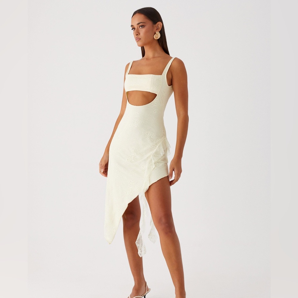 Peppermayo Asymmetrical Cream Dress